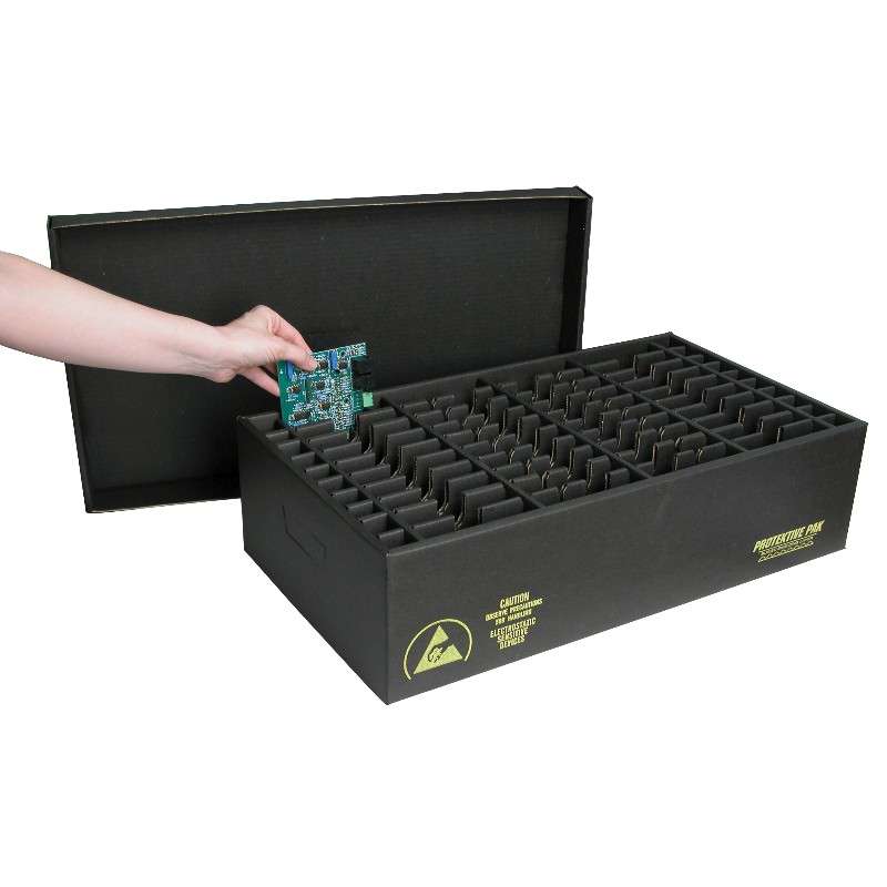 ESD-Safe Corrugated In-Plant Handler with 15 Cells and Lid